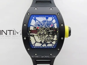 RM035-02 Black Ceramic SONIC Best Edition Skeleton Dial on Black Rubber Strap Clone RMUL1