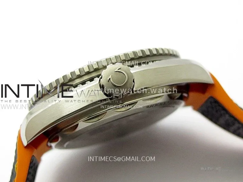 Planet Ocean 43.5mm Ti VSF 1:1 Best Edition Black/Orange Bezel Gray Dial on Gray Nylon Strap A8900