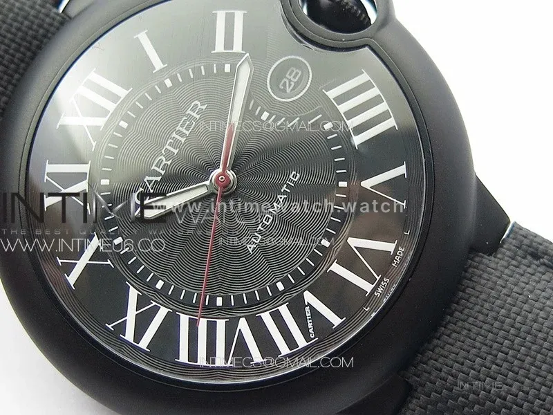 Ballon Bleu 42mm DLC 3KF 1:1 Best Edition Black Texture Dial on Black Leather Strap A2824