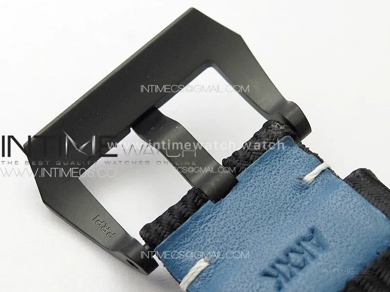 PAM1122 SS/DLC TTF 1:1 Best Edition Gray Dial on Black/Blue Leather Strap P9010