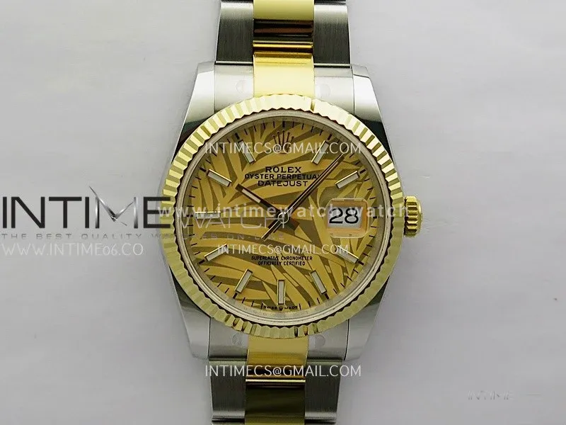 DateJust 126233 36mm 904L SS/YG ONE Factory 1:1 Best Edition Gold Leaves Dial Stick Marker On Oyster Bracelet DD3235