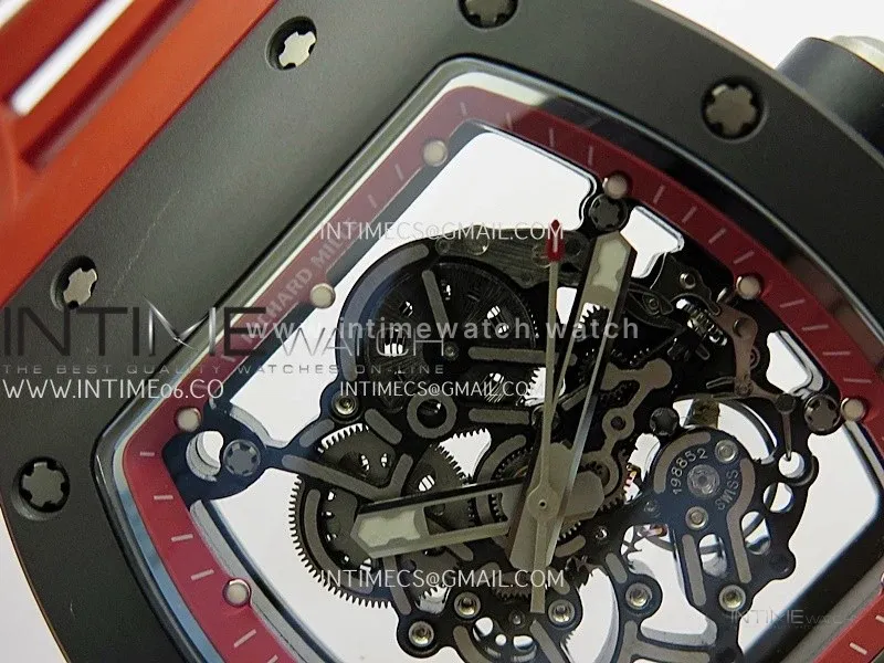 RM055 Black Ceramic Red Inner Bezel DF Best Edition On Red Rubber Strap RMUL2 Super Clone (Free Sprung)