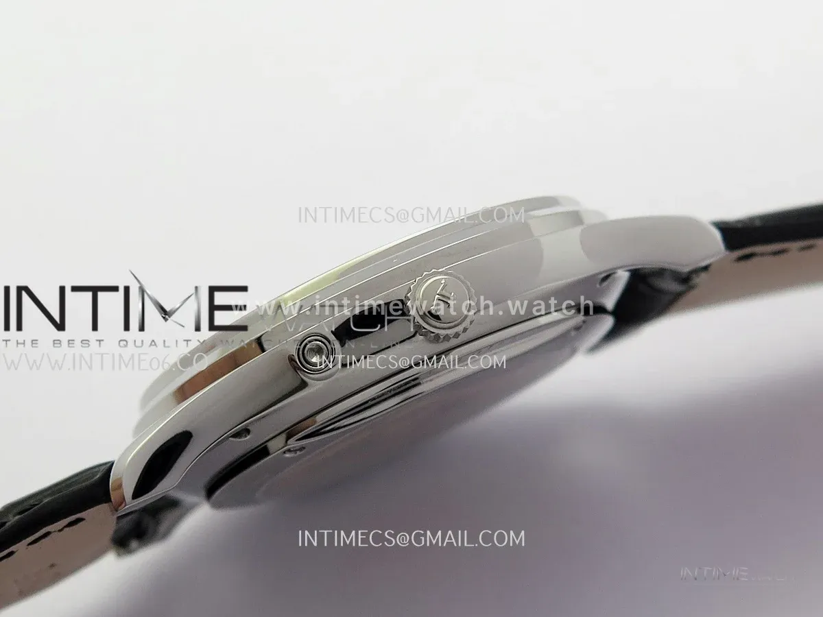 Master Ultra Thin Moon 1368420 SS GF 1:1 Best Edition Gray Dial on Black Leather Strap Asian 925