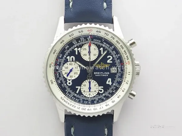 Navitimer 41mm SS B50 Best Edition SS Blue Dial Numeral Markers on Blue Leather Strap A7750