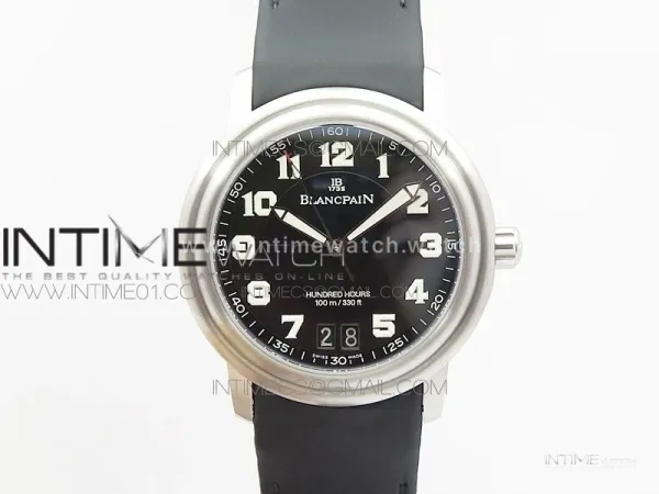 LEMAN 2850B SS 1:1 Best Edition Black Dial Numeral Markers on Black Rubber Strap Cal.6950
