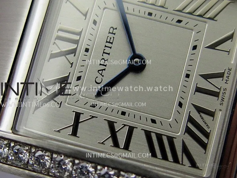 Tank Francaise Ladies 27mm Diamond Bezel SS 8848F 1:1 Best Edition Silver Dial on SS Bracelet Ronda Quartz V2