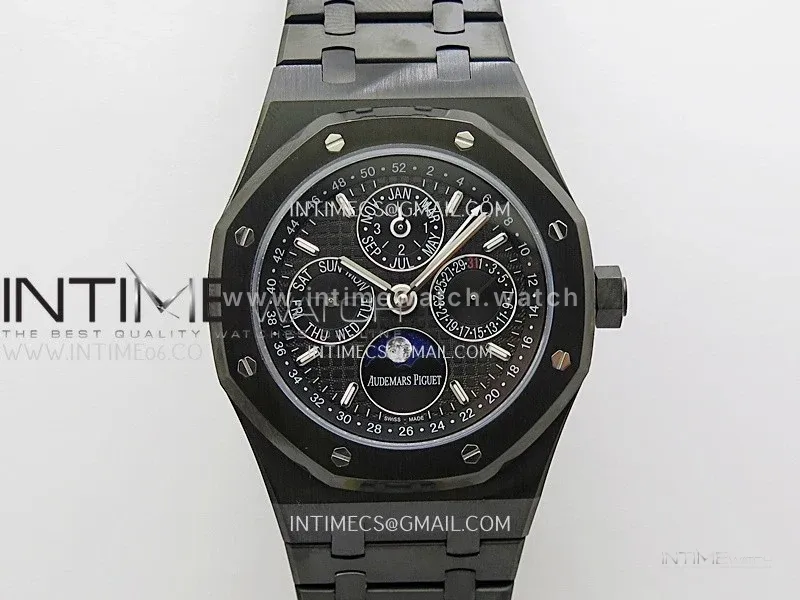 Royal Oak 41mm Perpetual Calendar 26579CE Black SS BBS Best Edition On Black SS Bracelet A5134