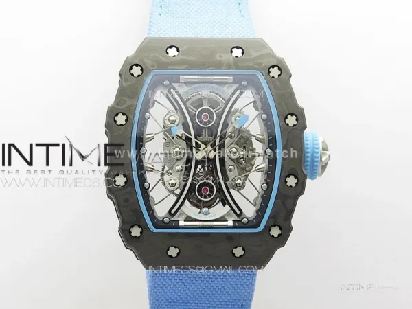 RM053-01 Real Forge Carbon YSF Best Edition Skeleton Dial on Blue Nylon Strap Asian Tourbillon