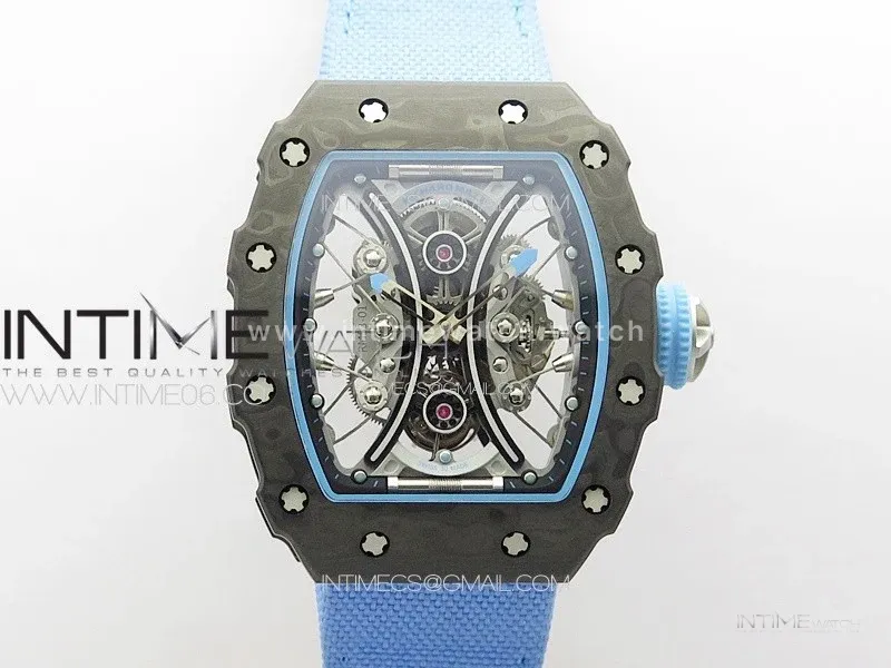 RM053-01 Real Forge Carbon YSF Best Edition Skeleton Dial on Blue Nylon Strap Asian Tourbillon