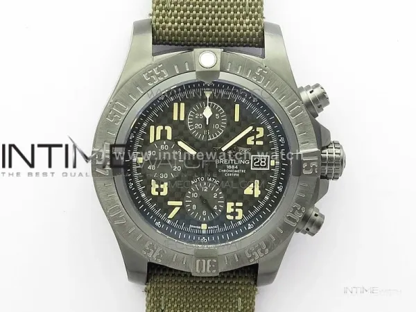 Avenger Bandit Titanium DLC B50 Best Edition Gray Carbon Dial on Green Nylon Strap A7750