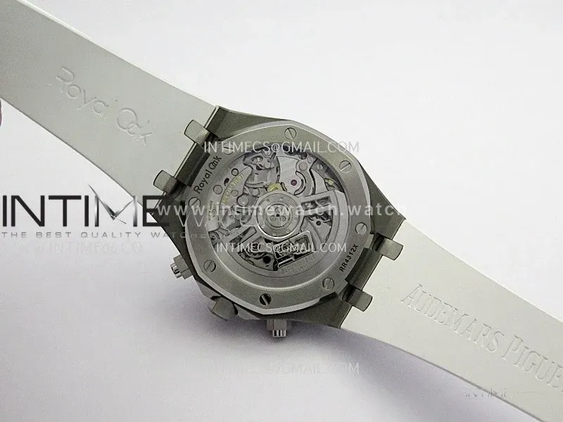 Royal Oak Chrono 26240 50th SS V2 DDF 1:1 Best Edition Silver Dial On White Rubber Strap Super Clone DD4401
