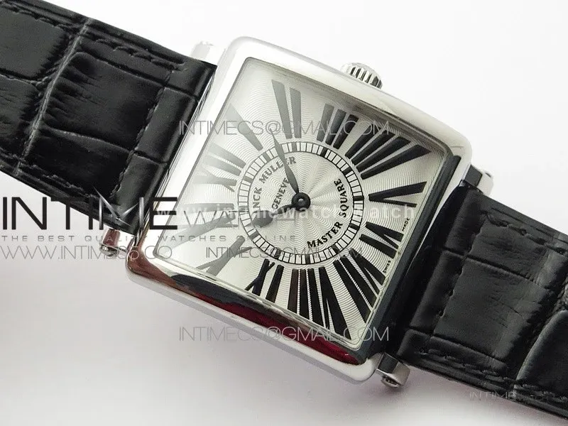 Master Square SS Ladies ZF 1:1 Best Edition White Roman Dial on Black Leather Strap Ronda Quartz