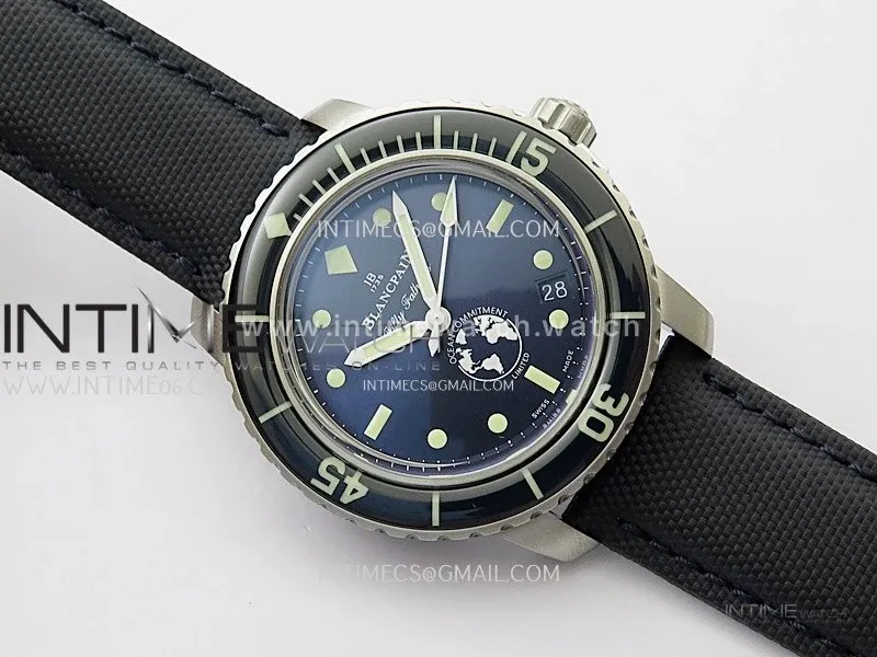 Fifty Fathoms 5008-11B40-52A SS ZF 1:1 Best Edition Blue Dial on Blue Nylon Strap A1151