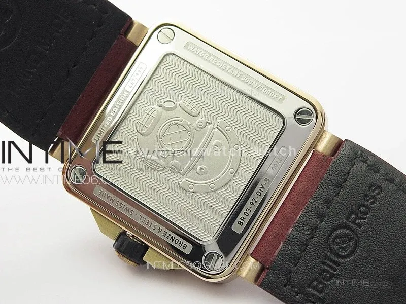 BR 03-92 Diver Ceramic Bezel Bronze B12 1:1 Best Edition Red Dial on Red Leather Strap A2824 (Free Rubber Strap)