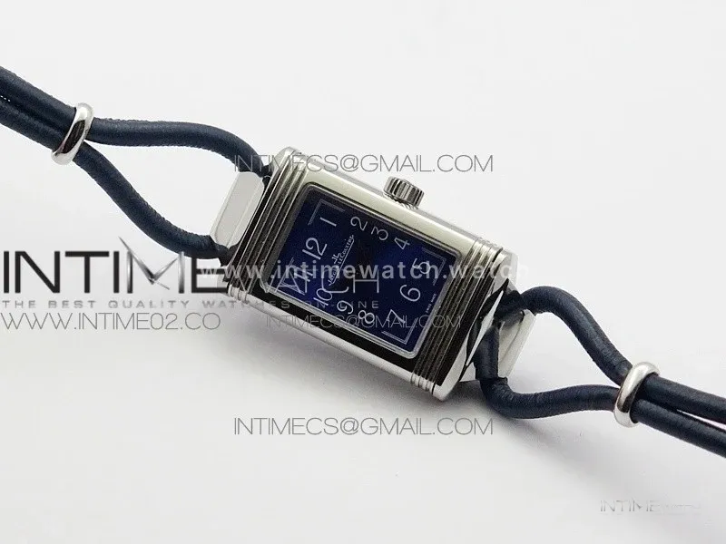 Reverso Ultra Thin Duoface SS SWF Blue Dial on Line Blue Leather Strap Ronda Quartz