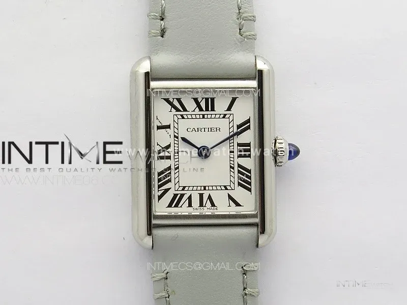 Tank Louis Ladies 22mm SS 8848F 1:1 Best Edition White Dial on Gray Leather Strap Ronda Quartz