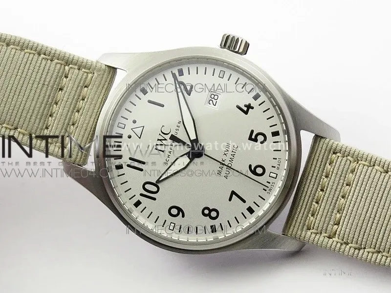 Mark XVIII IW327012 SS M+F 1:1 Best Edition White Dial on White Nylon Strap A2892 (Free Nylon Strap)