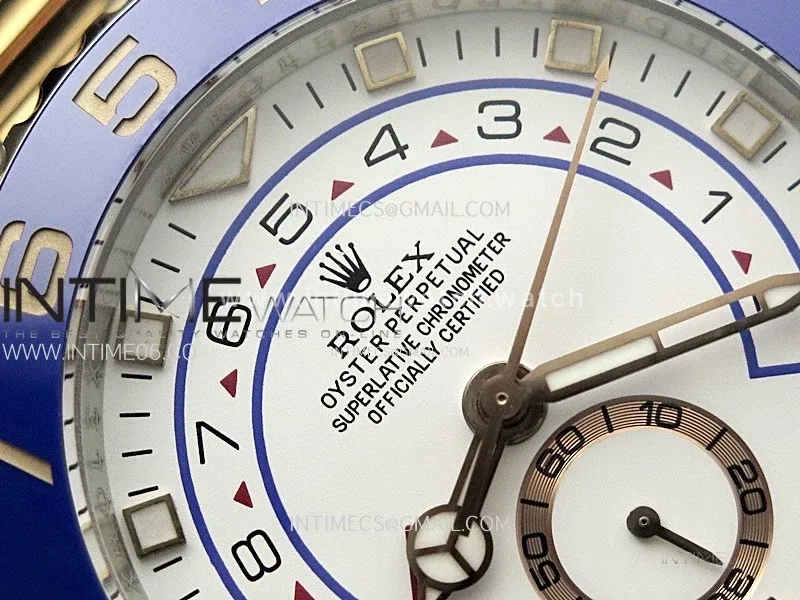 YachtMaster II 116681 Blue Ceramic Bezel SS/RG KF 1:1 Best Edition White Dial on Bracelet A7750