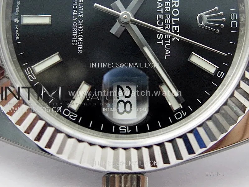Datejust 41 126334 Bright Black Dial Stick Markers on Oyster Bracelet