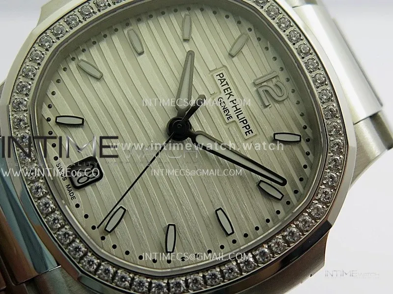 Nautilus 7118 Ladies Diamond Bezel SS DDF 1:1 Best Edition Silver Dial On SS Bracelet Super Clone DD26-330