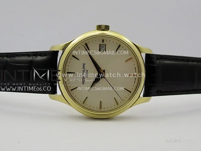 Calatrava 5227 YG 3KF 1:1 Best Edition White Dial on Brown Leather Strap A324 Super Clone V2