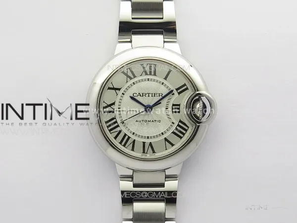Ballon Bleu 33mm SS 3KF 1:1 Best Edition White Textured Dial on SS Bracelet A076