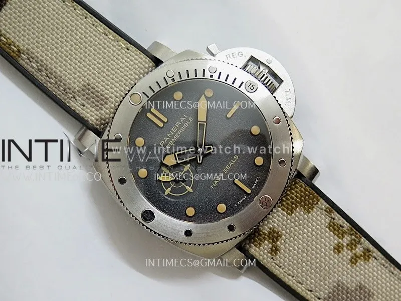 PAM1518 Submersible 44mm VSF 1:1 Best Edition Gray Ombre Dial on Camouflage Strap P900