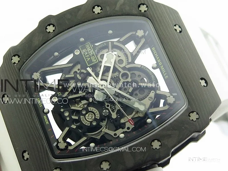 RM035-02 Forged Carbon Case KUF Best Edition White Crown on White Rubber Strap MIYOTA8215