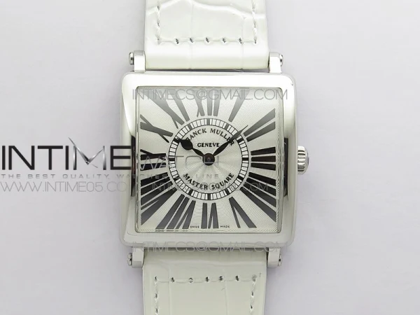 Master Square SS Ladies ZF 1:1 Best Edition White Roman Dial on White Leather Strap Ronda Quartz