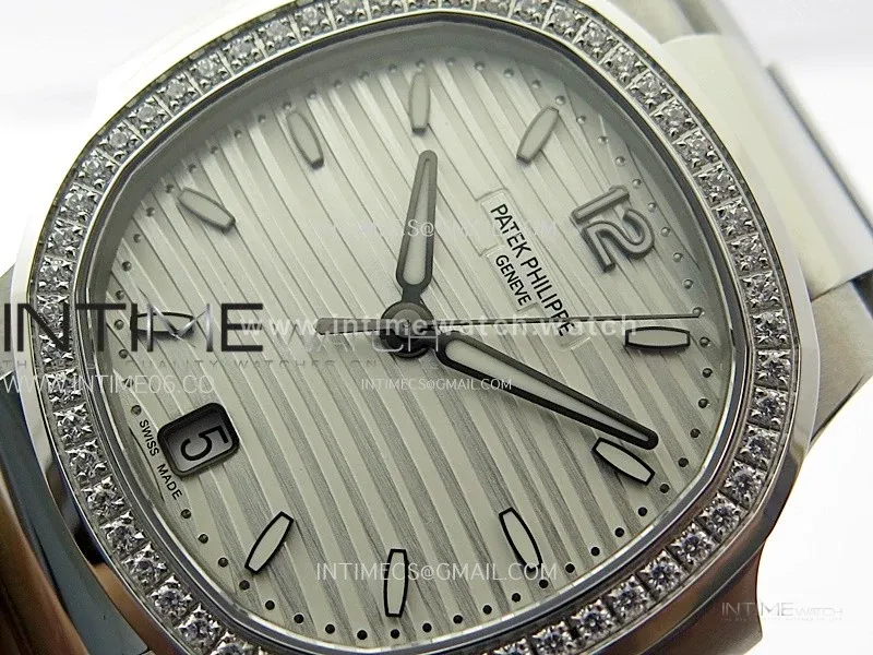 Nautilus 7118 New Version Ladies Diamonds Bezel PPF 1:1 Best Edition White Dial on SS Bracelet A324 Super Clone