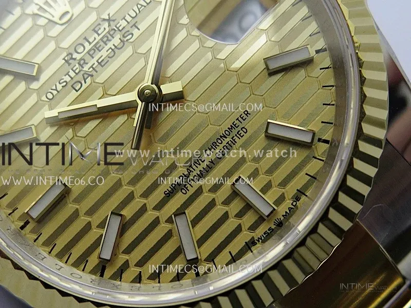 DateJust 126233 36mm 904L SS/YG ONE Factory 1:1 Best Edition Gold Fluted Dial Stick Marker On Oyster Bracelet DD3235
