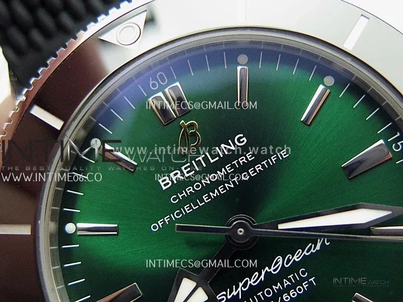 SuperOcean 42mm AB2010 SS GF 1:1 Best Edition Green Dial Green Ceramic Bezel On Black Rubber Strap A2824