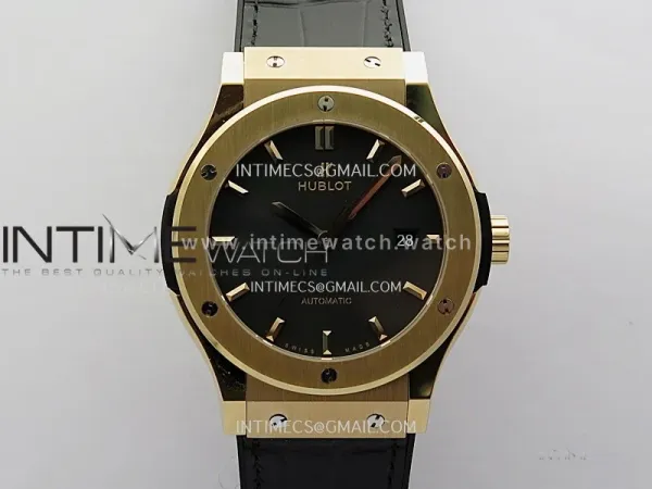 Classic Fusion 42mm RG JJZF 1:1 Best Edition Black Dial On Black Gummy Strap