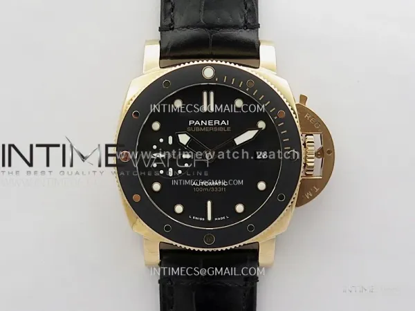 PAM974 Luminor Submersible RG VSF 1:1 Best Edition on Black Leather Strap OP XXXIV Clone