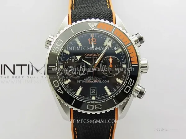 Planet Ocean Master Chronometer Black/Orange Ceramic Bezel SS SCF 1:1 Best Edition Black Dial on Black Rubber Strap A9900