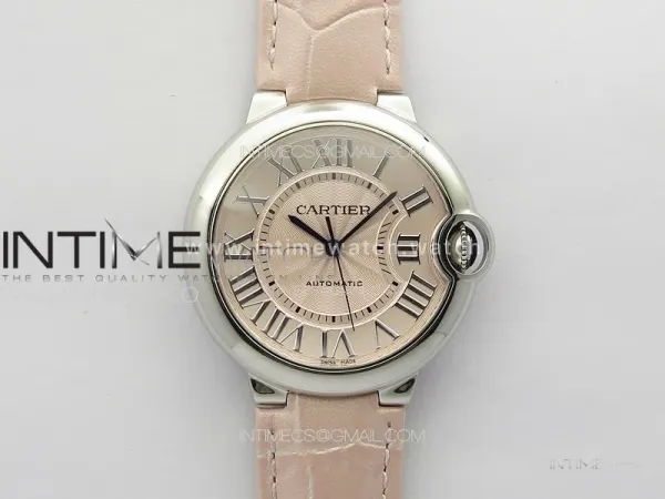 Ballon Bleu 36mm SS 3KF 1:1 Best Edition Pink Textured Dial on Pink Leather Strap A076