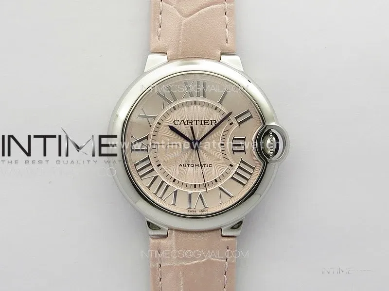 Ballon Bleu 36mm SS 3KF 1:1 Best Edition Pink Textured Dial on Pink Leather Strap A076