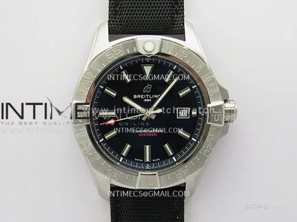 Avenger Chronometer 45mm SS B50F 1:1 Best Edition Black Dial On Black Nylon Strap A2824