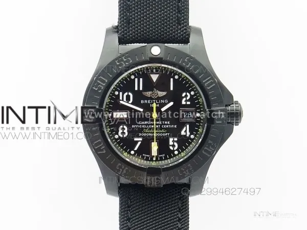 Avenger II Seawolf PVD Black Dial Yellow Markers on Black Nylon Strap A2836