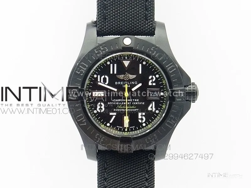 Avenger II Seawolf PVD Black Dial Yellow Markers on Black Nylon Strap A2836