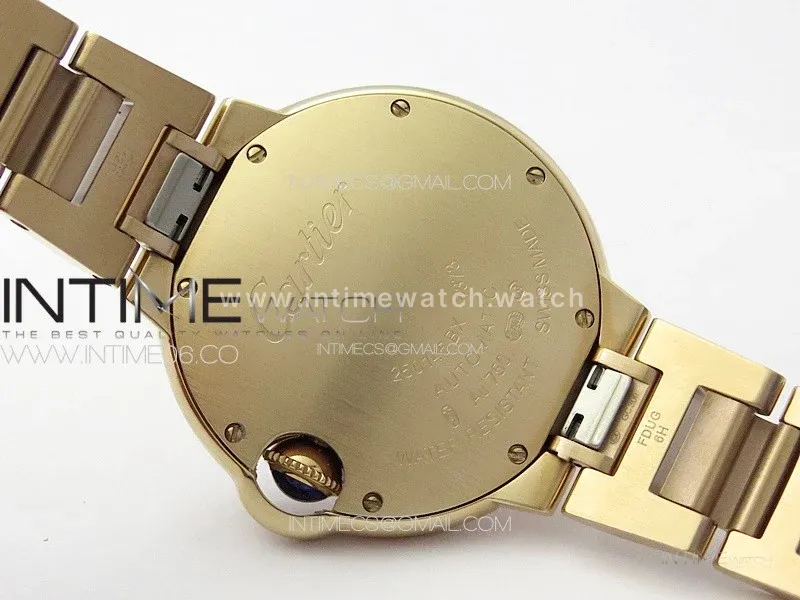 Ballon Bleu 33mm Double Diamonds Bezel RG 3KF 1:1 Best Edition White Textured Dial on SS Bracelet A076