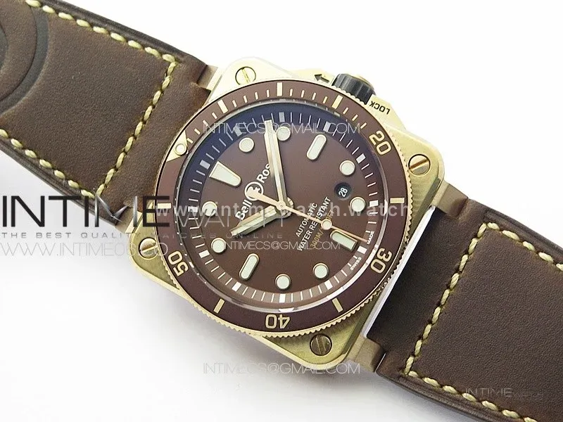 BR 03-92 Diver Ceramic Bezel Bronze B12 1:1 Best Edition Brown Dial on Brown Leather Strap A2824 (Free Rubber Strap)