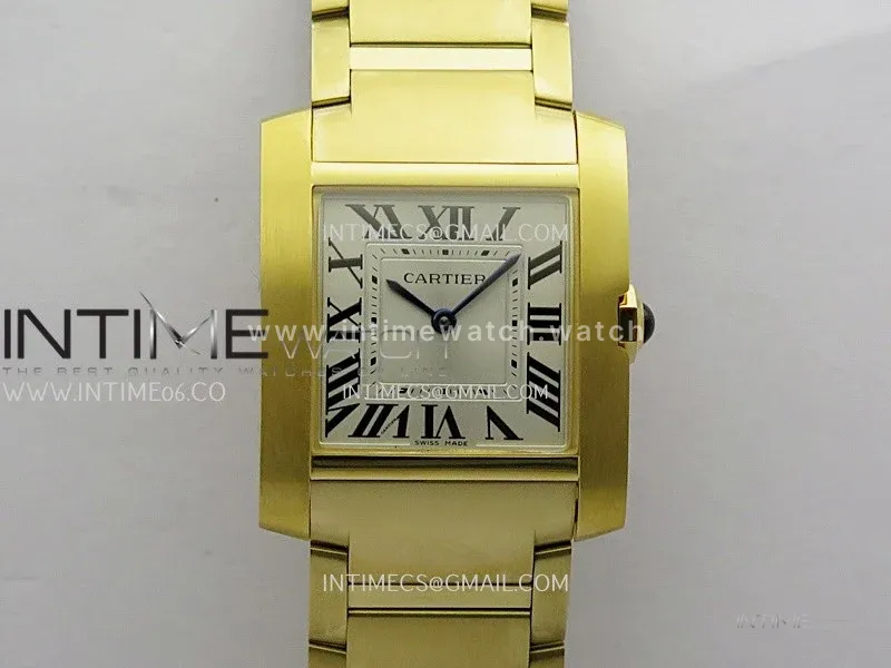 Tank Francaise Ladies 27mm YG 8848F 1:1 Best Edition Silver Dial on YG Bracelet Ronda Quartz V2