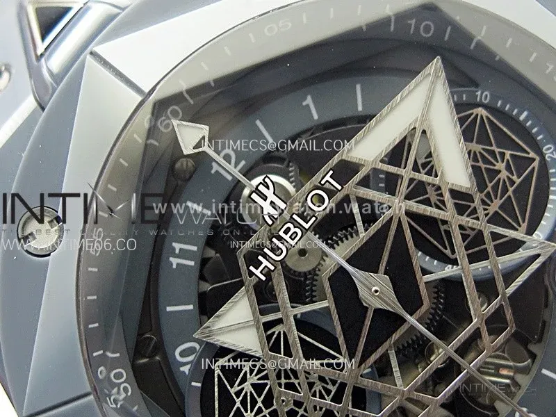 Big Bang Sang Bleu II Gray Ceramic BBF Best Edition on Gray Rubber Strap A1240