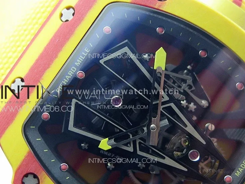 RM027-03 Real Tourbillon YSF Best Edition Yellow/Red Carbon Skeleton Dial on Yellow Nylon Strap