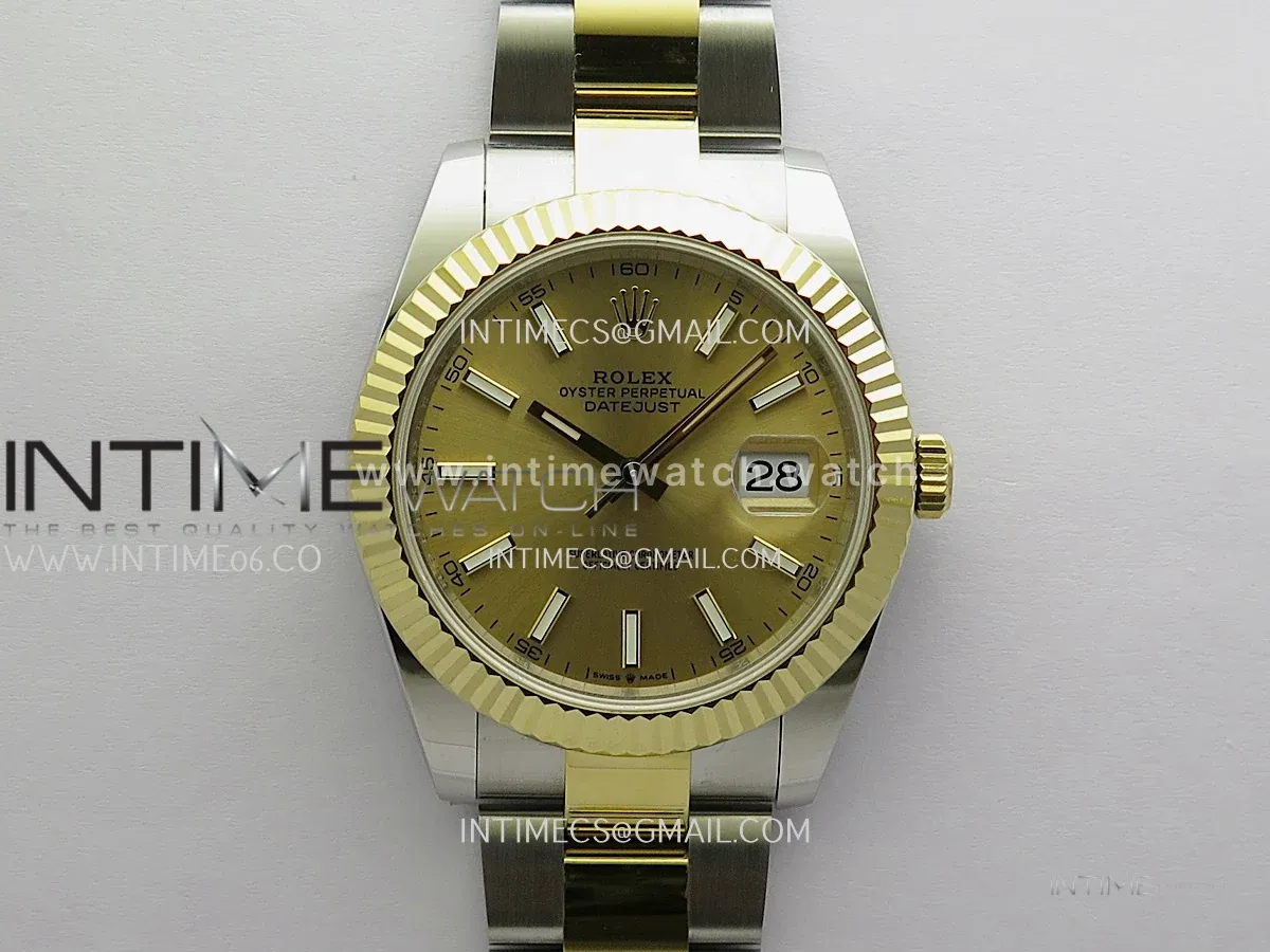 Datejust 41 126333 Champagne Dial Stick Markers in Yellow/Steel on Oyster Bracelet