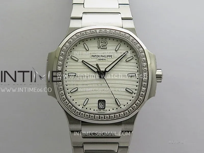 Nautilus 7118 Ladies Diamond Bezel SS DDF 1:1 Best Edition Silver Dial On SS Bracelet Super Clone DD324