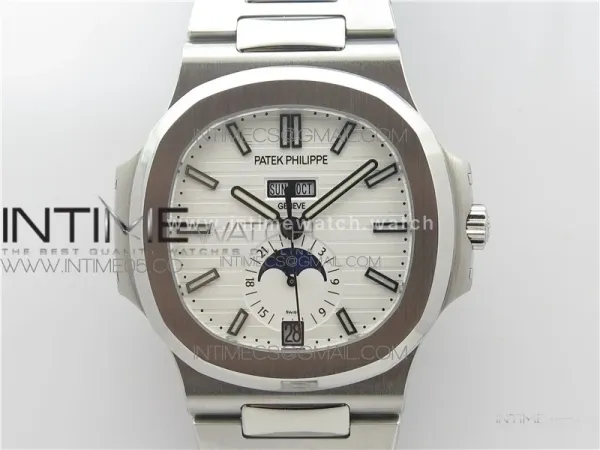 Nautilus 5726/1A-014 SS GRF 1:1 Best Edition White Dial Working Annual Calendaron SS BRACELET A.324