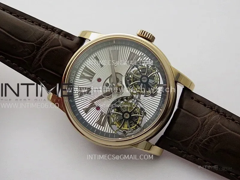 Hommage RG YSF Silver Dial On Black Croco Leather Strap Double Tourbillon