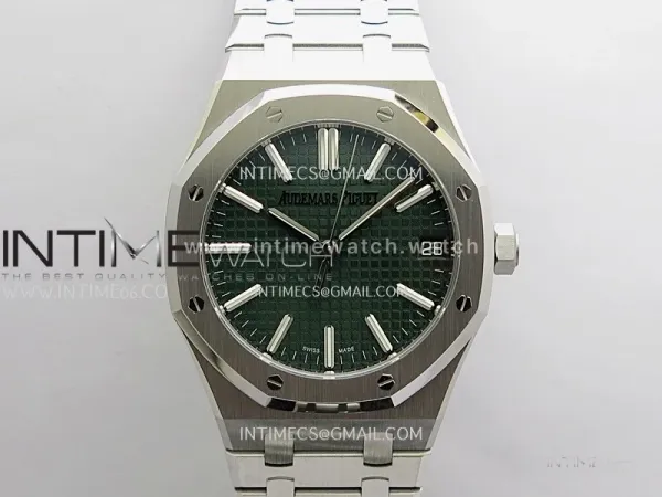 Royal Oak 41mm 15510 SS DDF 1:1 Best Edition Green Dial On SS Bracelet DD4302 Super Clone